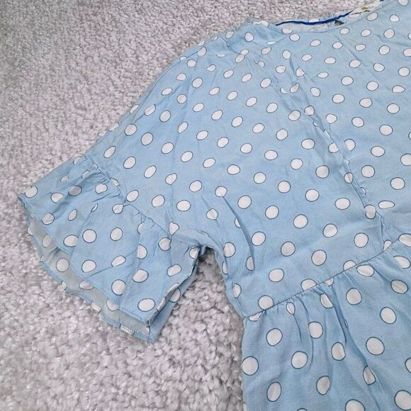 Boden Blue Polkadot Blouse Ruffle Sleeve - Picture 5 of 6
